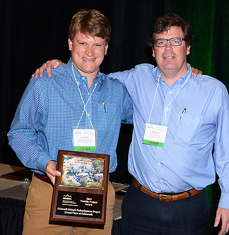 Chris Wasileski, Project Manager, and Matt Teare, Director of Development, of Seacoast Management, accepting MEREDA award. 