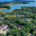 Aerial view of OceanView with Casco Bay and Presumpscot River estuary.